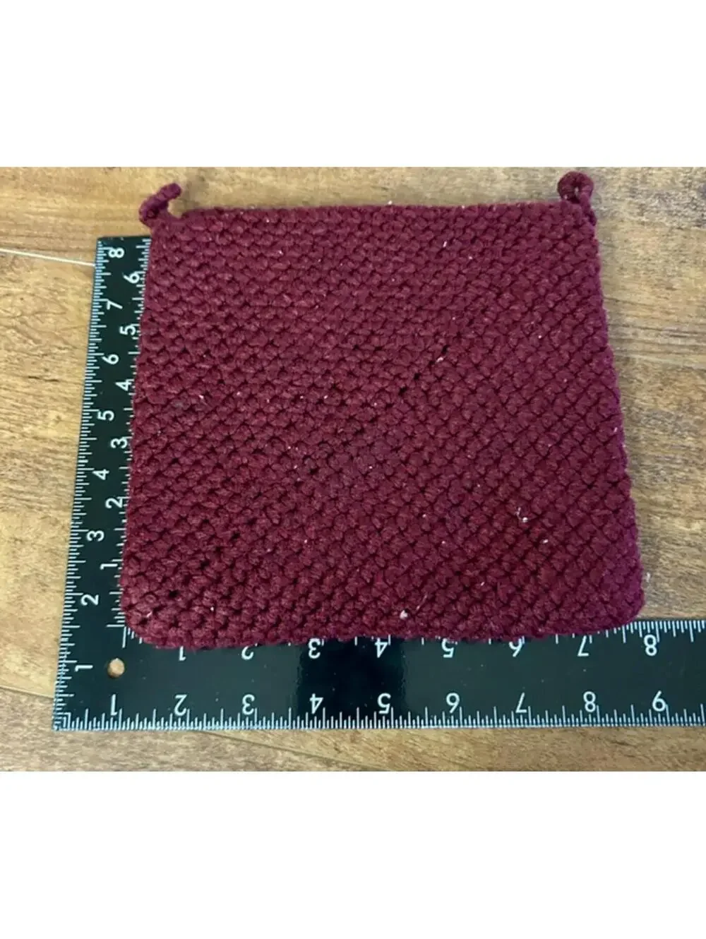 Handmade Burgundy Knit Pot Holders - Set of 2